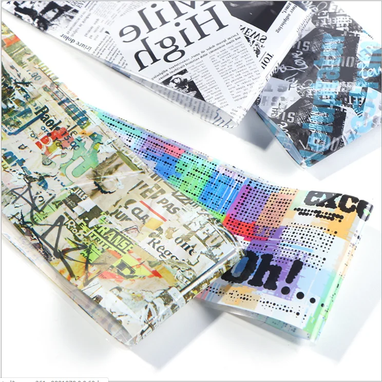 Factory direct art style newspaper color magazine english letter nail sticker