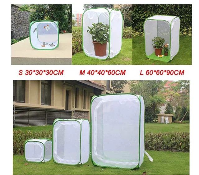 YL177Insect Cage Garden Folding Butterfly Grasshopper Handle Pet Home Net Cloth Zipper Tool Light Transmission Breeding Mantis S