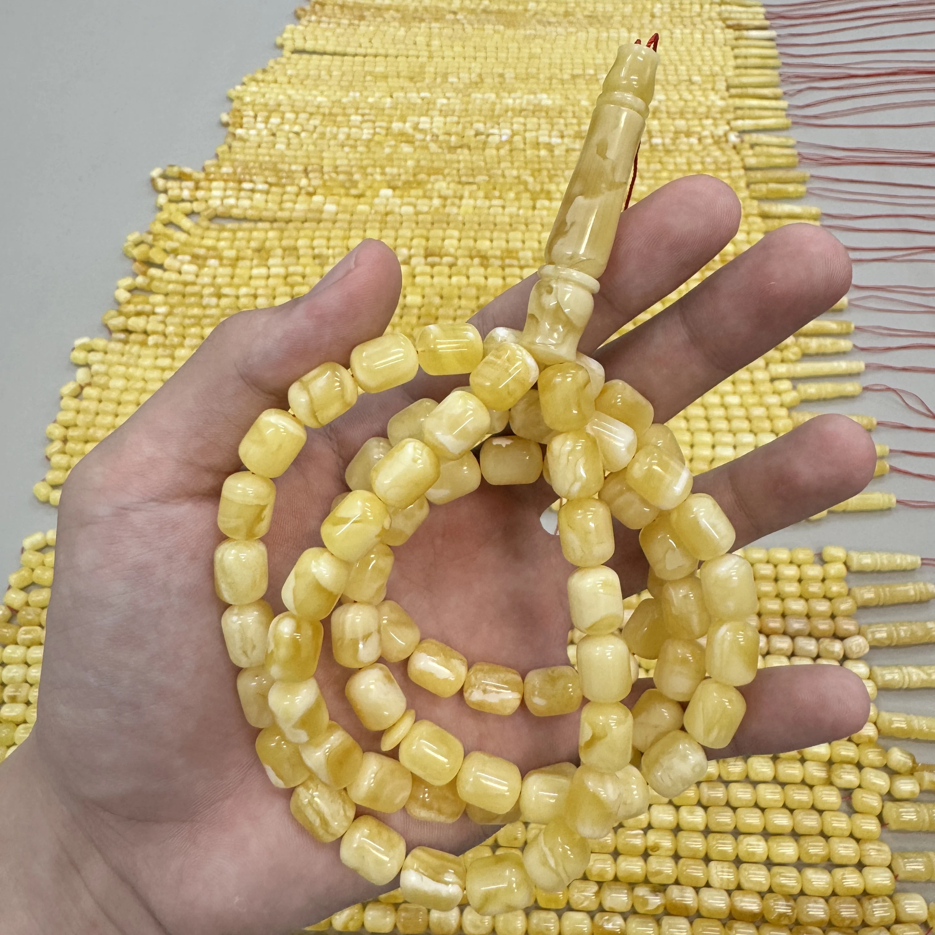 Barrel shape natural amber rosary 6-12 mm