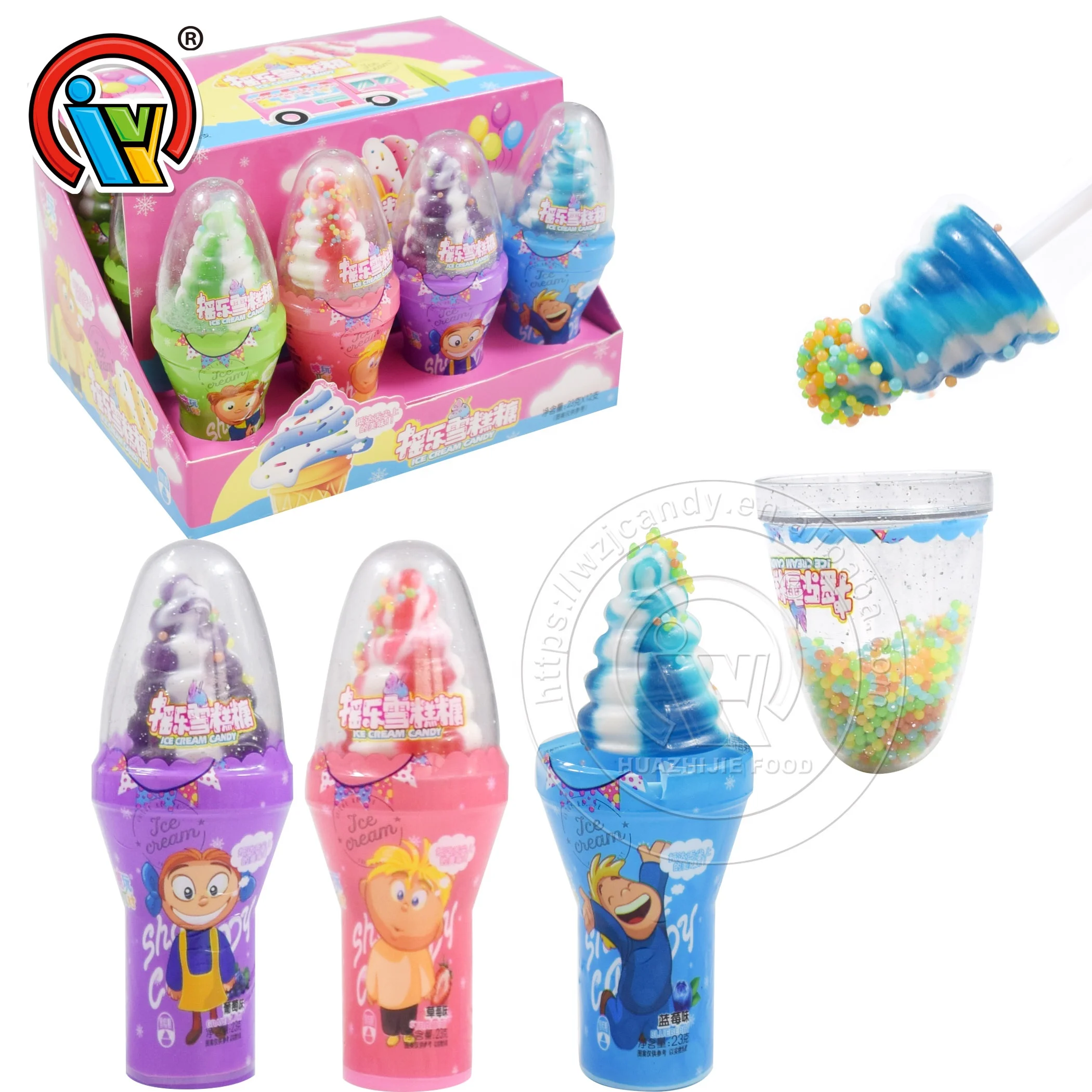 Ice cream Shape Shake Magic Pop Lollipop Candy For Sale