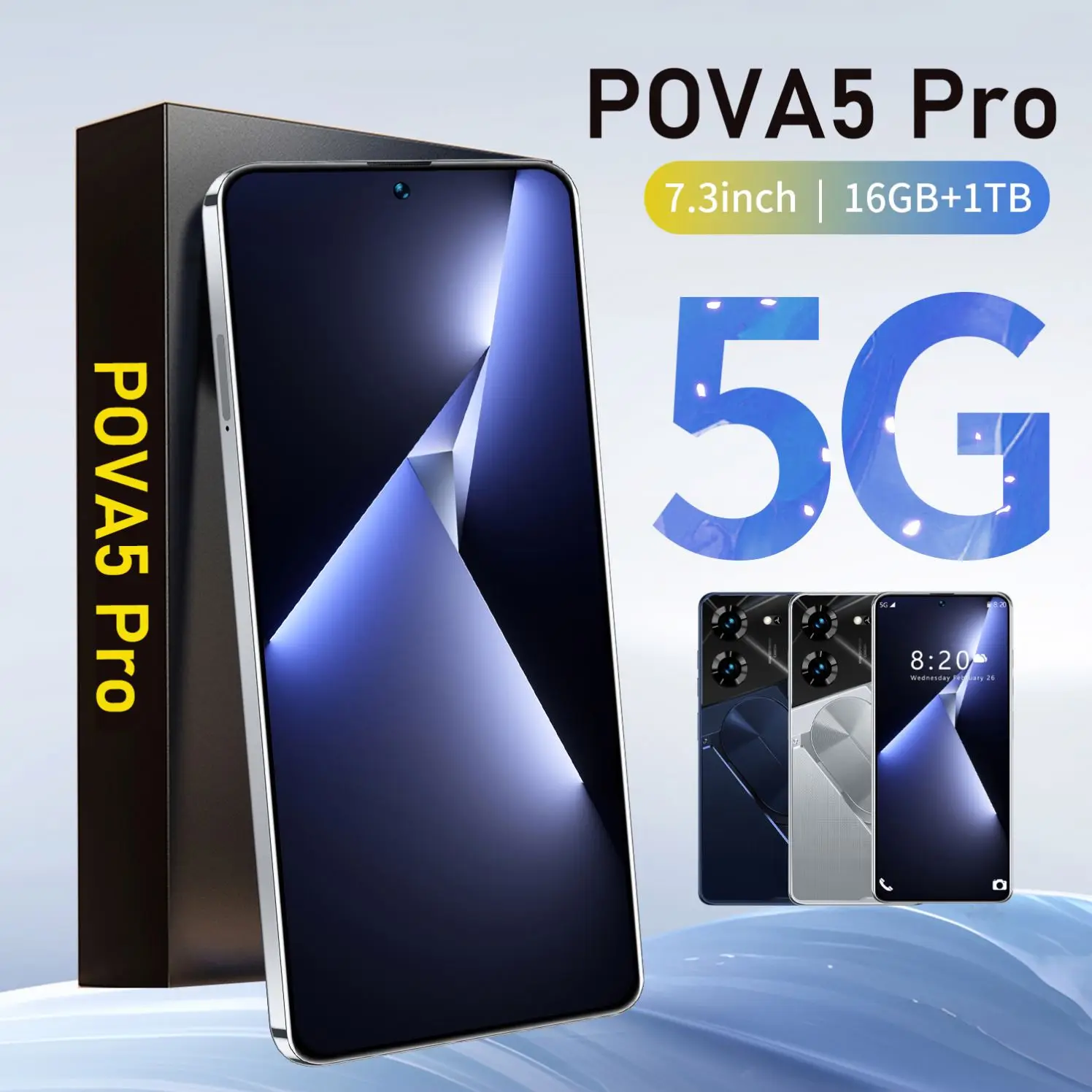 Hot Selling POVA 5 Pro Original 7.3 Inch 5G Smartphone 16GB+1TB 6800 mAh Android 13.0 Mobile Phone SmartPhone