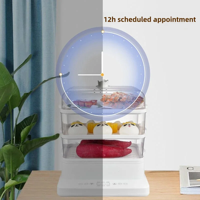 Large Capacity Automatic Multi-Functional Transparent Electric Steamer Household Integrated Three-Layer Steam Pot Kitchen Use