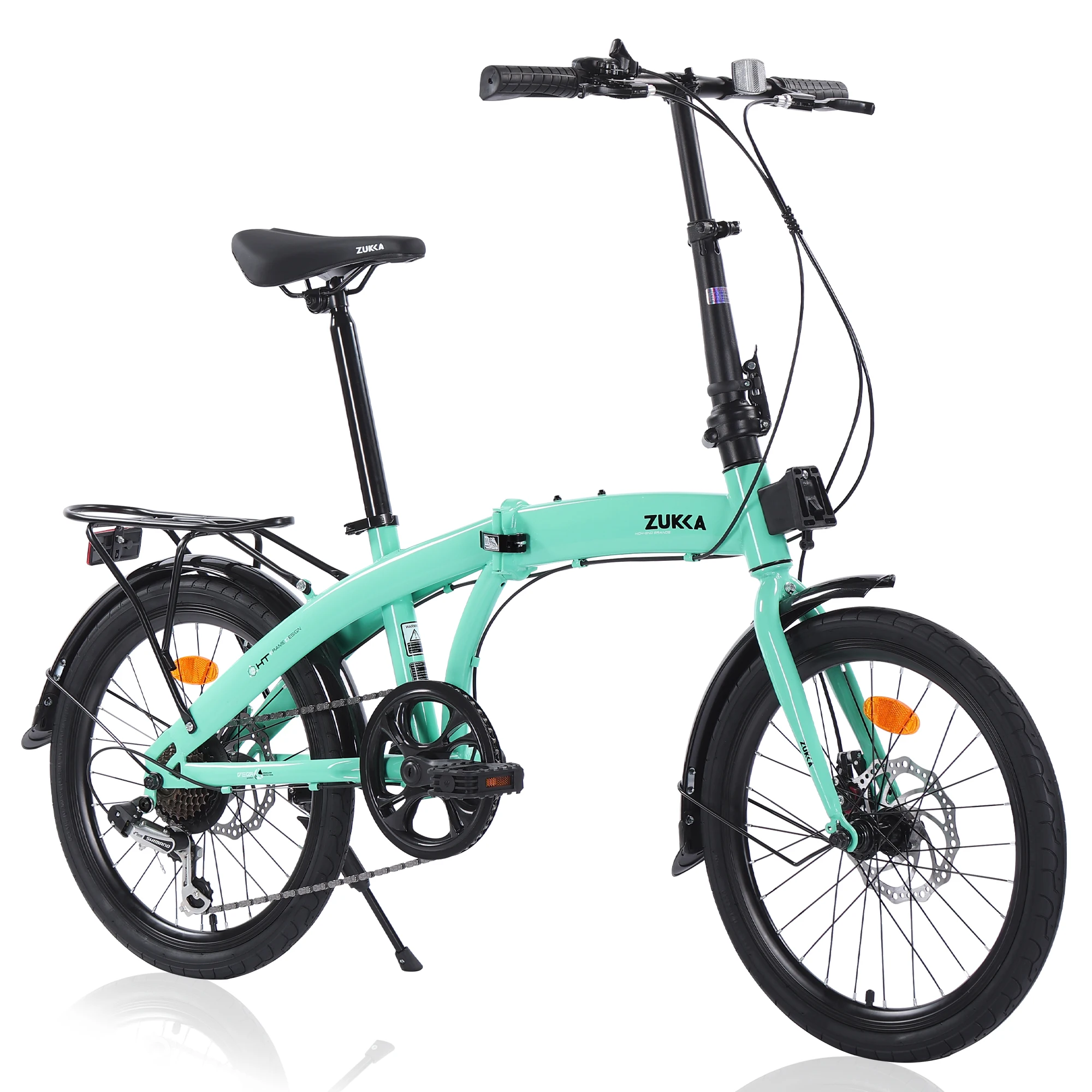 ZUKKA 20' Folding Bicycle With Steel Frame and Disc Brake 7 Speed Gear Foldable Bike Commuter Junior Folding Bike