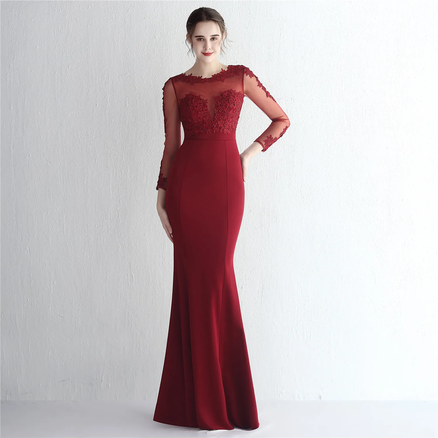 19070-S# 2022 New Satin Hot drill Lace design Overweight Handmade evening dresses Fat Lady Dress Plus Size Dress Super Size