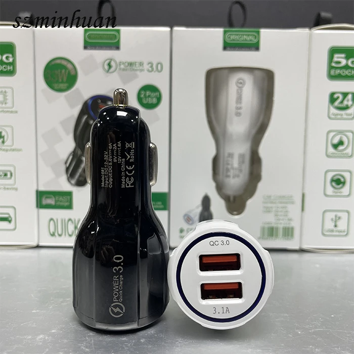2024 Portable Universal QC3.0 A Usb Car Adapter USB 20W Car plug dual port USB-C Fast car charger