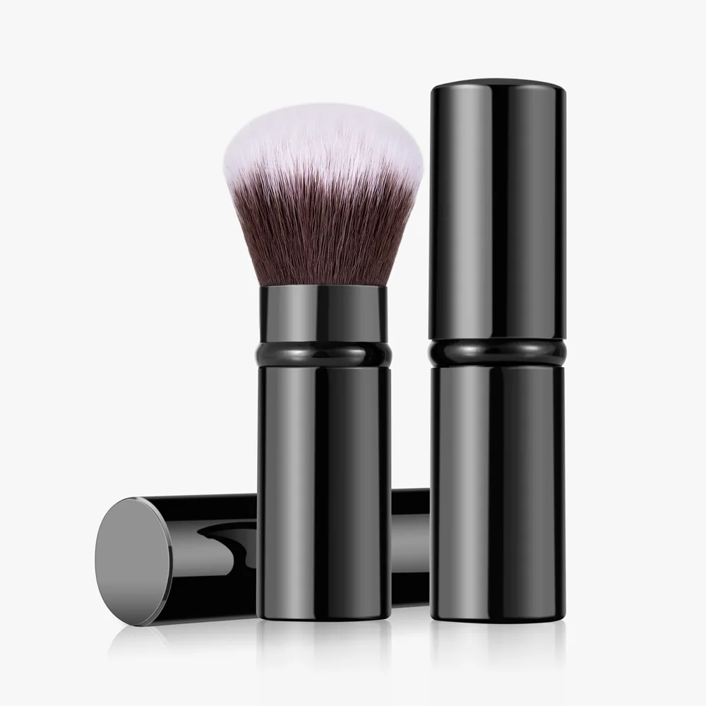 Retractable black rose gold Kabuki Makeup Brushes Travel Face Blush Brush  Portable Powder Brush with Cover