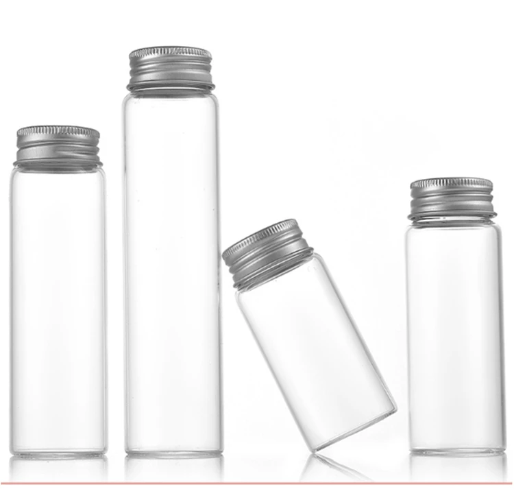 IBELONG Wholesale Clear 37mm diameter 20ml 30ml 50ml 60ml 150ml Glass Tube Bottle Glass Storage Bottle With Screw Cap