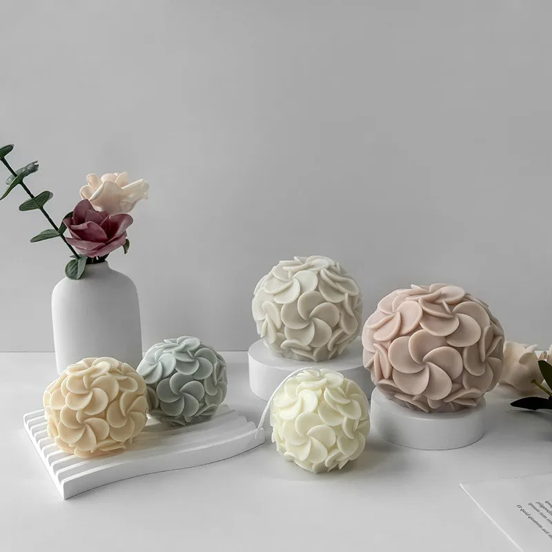 Y377 Handmade Flower Ball Scented Candle Silicone Mold