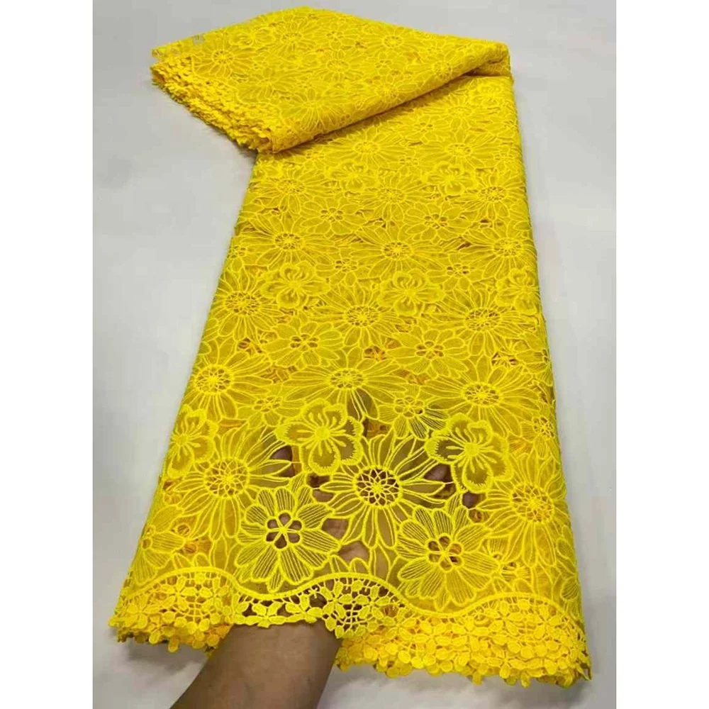 Plain white color Lafaya Water soluble organza bottom guipure cord lace flowers lace for dress material