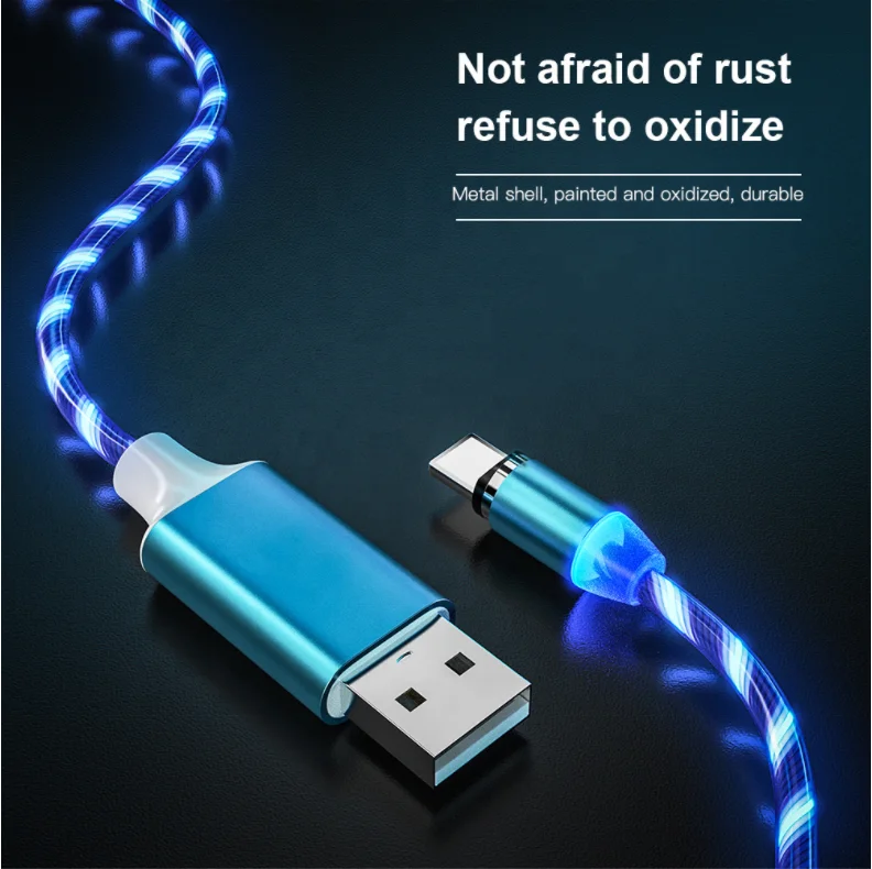  Оптовая продажа магнитный USB-кабель для быстрой зарядки аксессуары телефонов кабель USB Светодиодный светящийся Micro Lighting кабели передачи