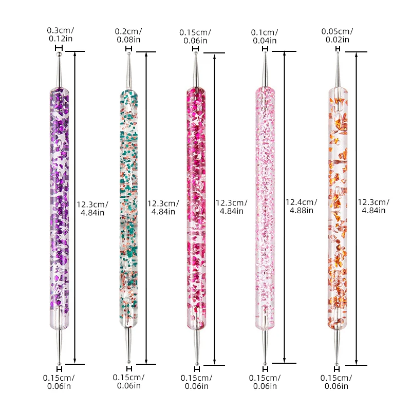 OEM ODM 5 Pcs Picker Polish Manicure Flower Diamond Metal Sequins Dotting Paint Tools Gel Nail Acrylic Brush Pen Point Art Draw