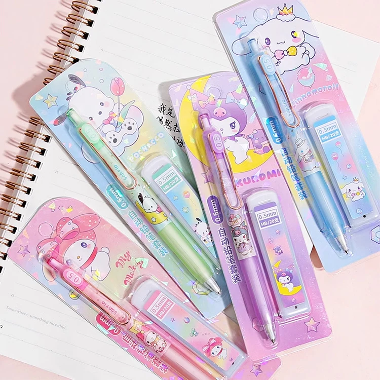 2024 Sanrioed Mechanical Pencils My Melody Kuromi Cinnamoroll 0.5mm Automatic Pencils stationery sets