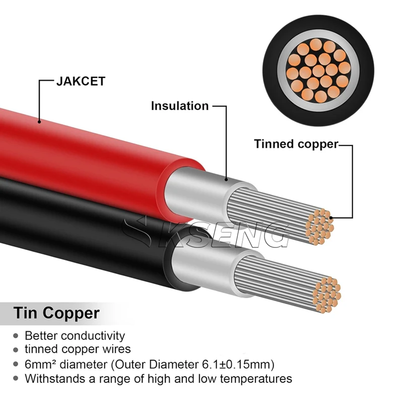 Solar Cable Tinned Copper Conductor Photovoltaic Solar DC Cable Single Row Twin Core For Solar Energy System