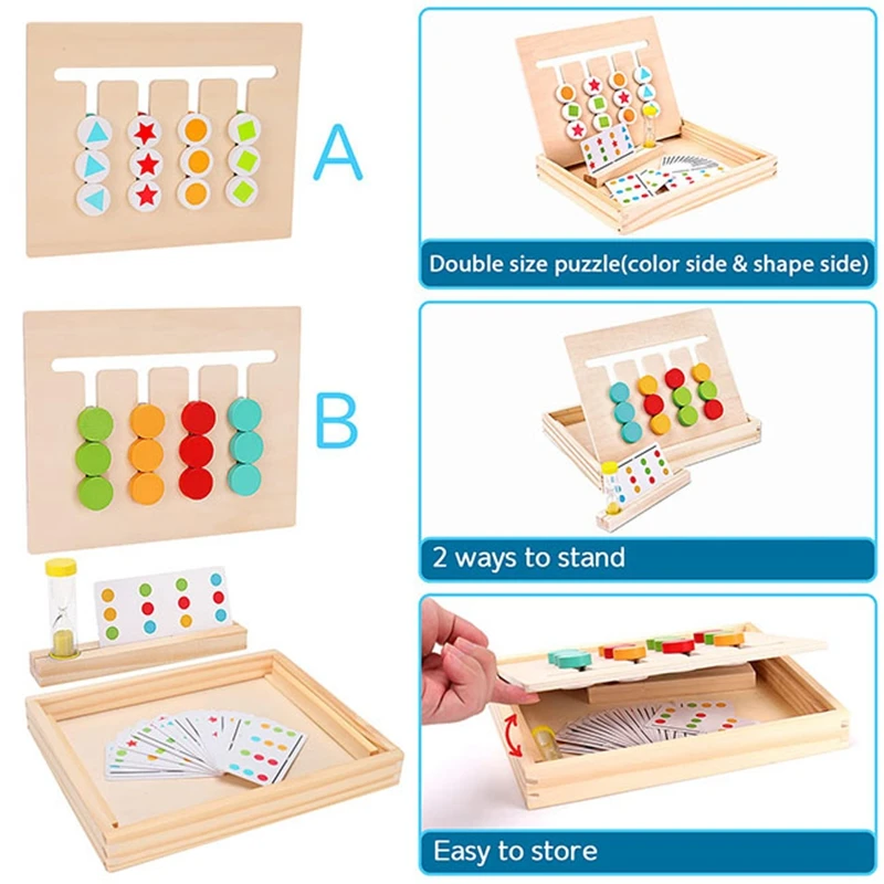 Montessori Learning Toys Color Shape Matching Game Wooden Aids Logical Thinking Training Educational Toys for Children