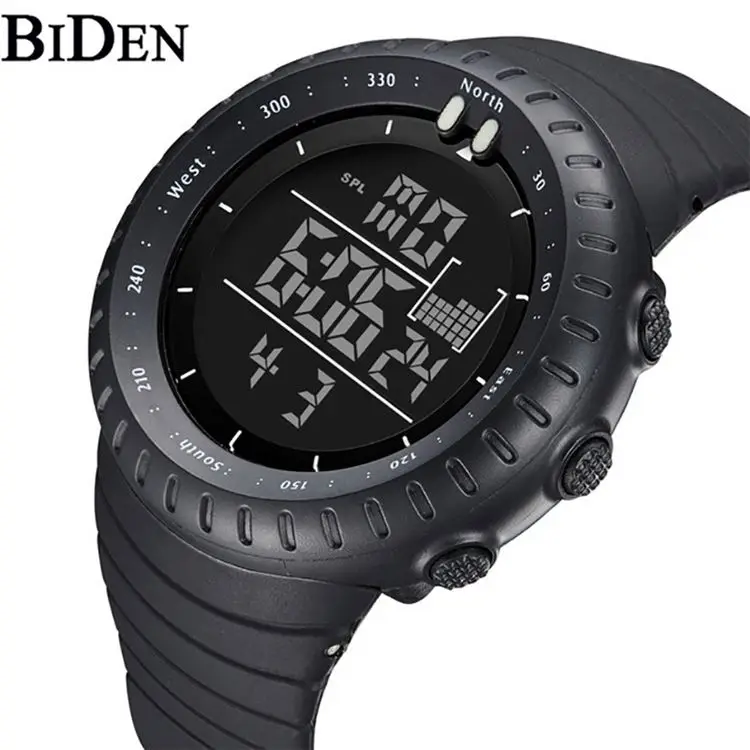 BIDEN  1113 fashion black boys digital watch hot sale Rubber strap Waterproof date display Ultra thin Casual watch set
