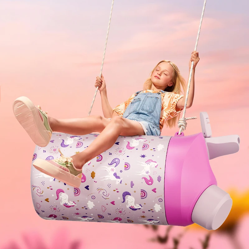 Manufacturer 2024 Cartoon Pink Kids Water Bottle Bpa Free With Straw For Kids School