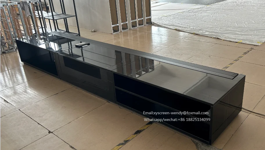 120inch ALR Floor Rising motorized screen Combo Automatic TV Cabinet for UST laser projector