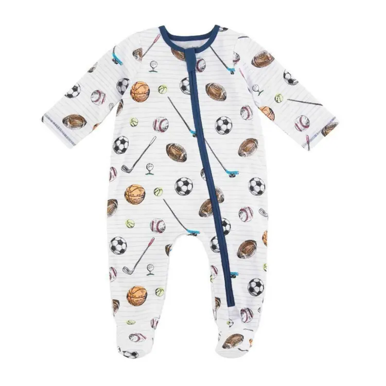 Newborn knitted organic cotton custom printing new born spandex bamboo 6-12 months boys unisex baby clothes romper set