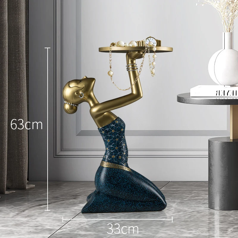 Modern Art Women Figure Tray Statue Large Floor Ornaments Creative Art Home Decoration For Living Room