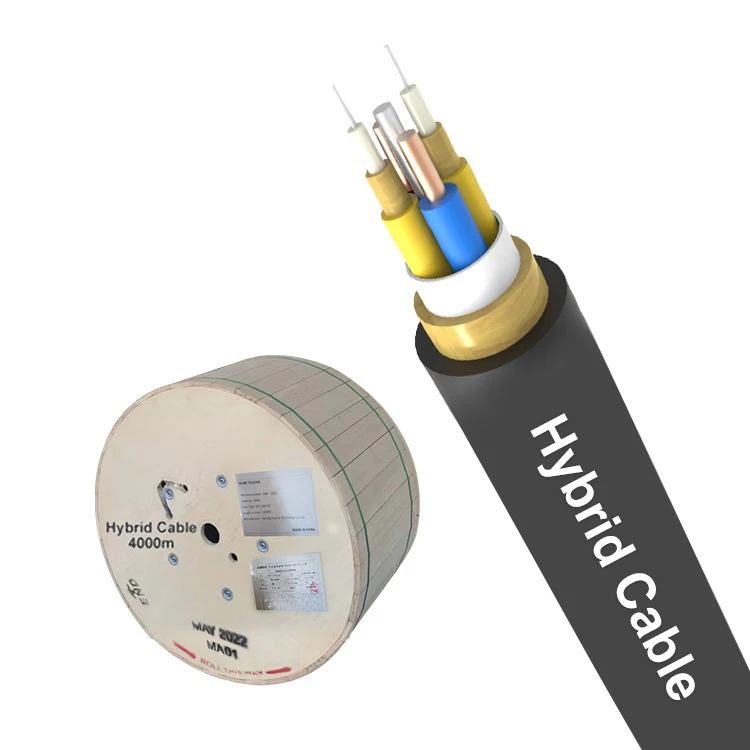Optical and electrical hybrid cable 1 2 4 8 core outdoor armored cable aramid yarn FTTH LSZH sheath fiber optic cable