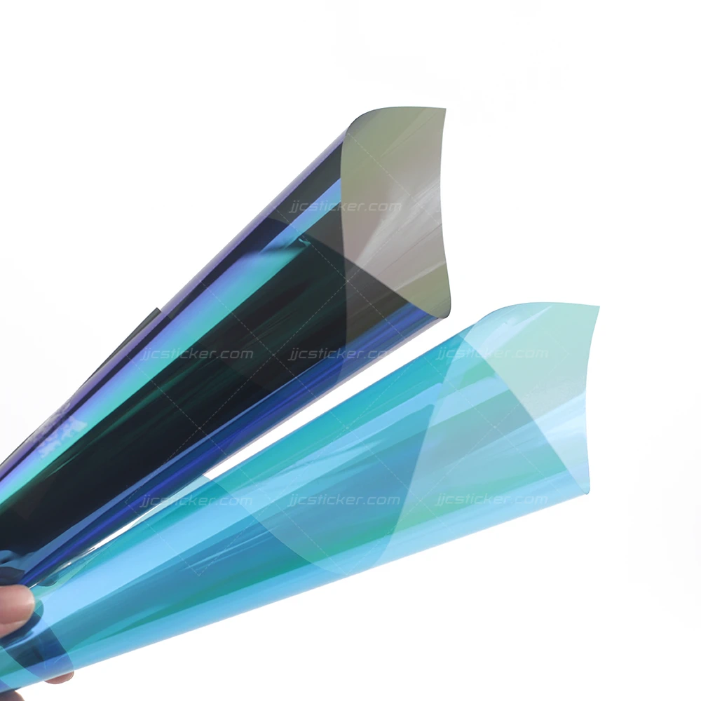 Wholesale Crystalline Tint Privacy Films vlt80 Self-adhesive purple green tint roll chameleon window film