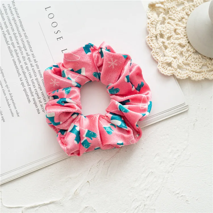 Genya Christmas Green velvet Hair Scrunchies Custom Large hair scrunchie elastic band Hair Accessories For Women Girls