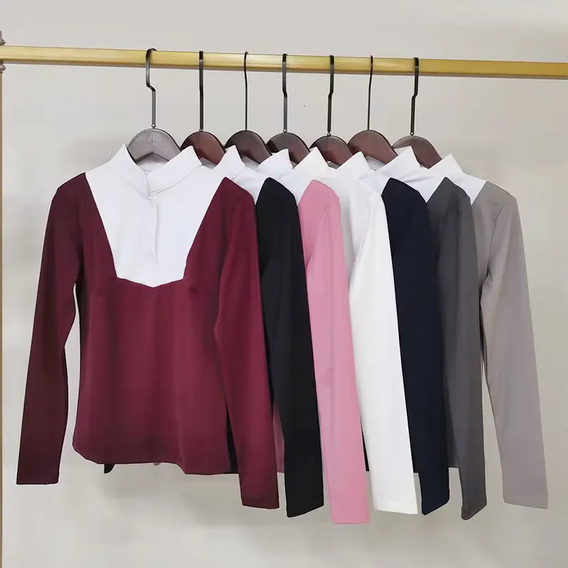 Deep Blue Mesh Equestrian Competition Shirts Professional Equine Equipment Horse Riding Base Layer Ladies Competition Show Shirt