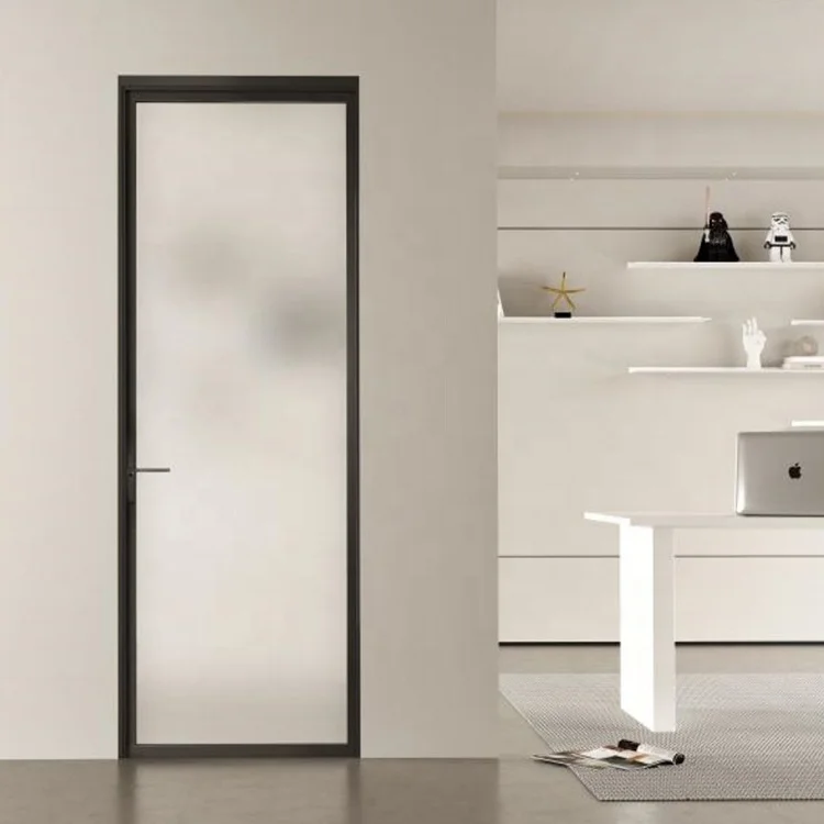 Commercial Good Airtightness Water Tightness Glass Aluminum Slim Single Hinged Swing Door