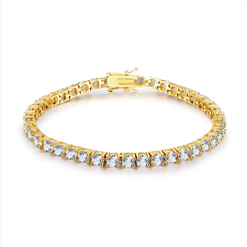 wholesale women dainty sparkle round diamond 925 sterling silver tennis bracelet