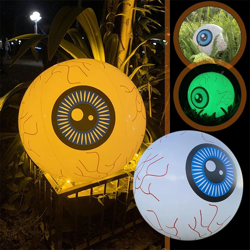 Halloween Inflatable Eyeball Lights Party Outdoor For Yard Lawn Pool Remote Control LED Eyeball Color Party Courtyard Bar Decor