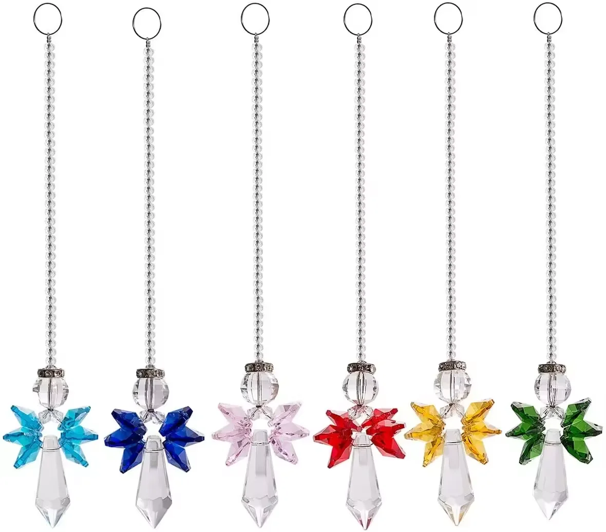 Guardian Angel Crystal Hanging Ornament for Home Car Wedding Decorations Porch Hangings Glass Ornament