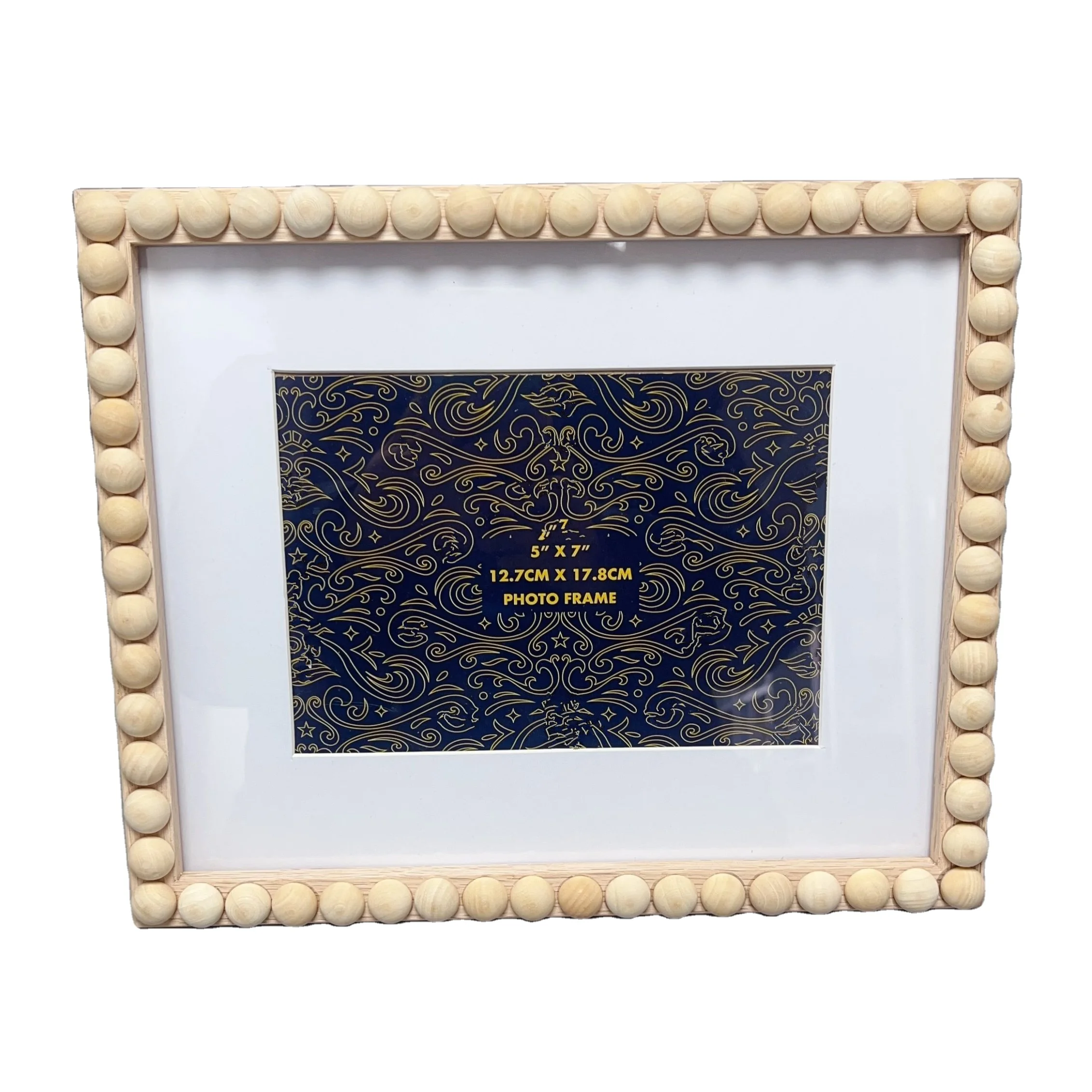 8 X 10 Inch Wood Photo Frame Lacquer Beads Decorative Nature Wood Picture Frame