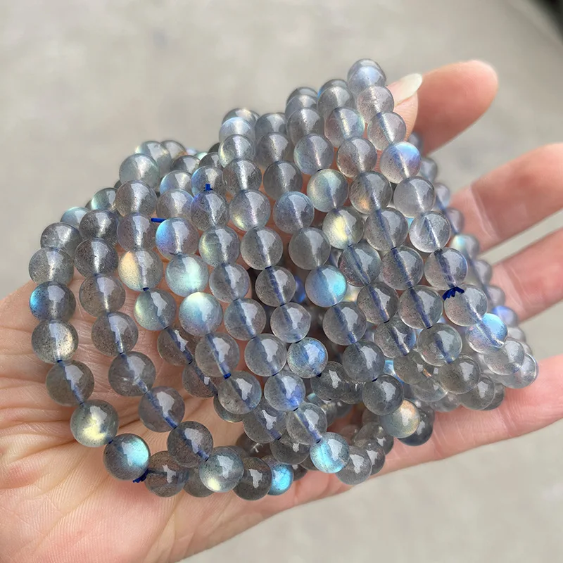 Zooying 5mm 5A 7Anatural round grey moonstone beads string labradorite bracelet for women Natural Gemstone Bracelet