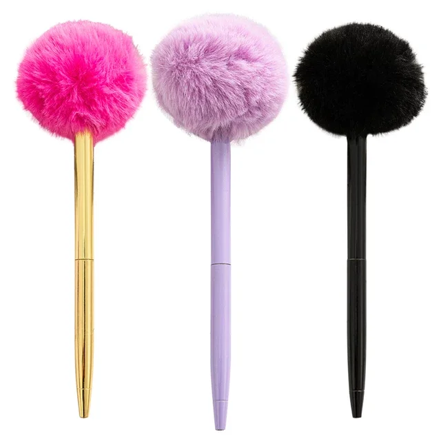 Cute Pompom Gel Pen Colorful Plush Pen School Office Supplies Kawaii Novel Creative Gifts For Girls Gift Writing Tools