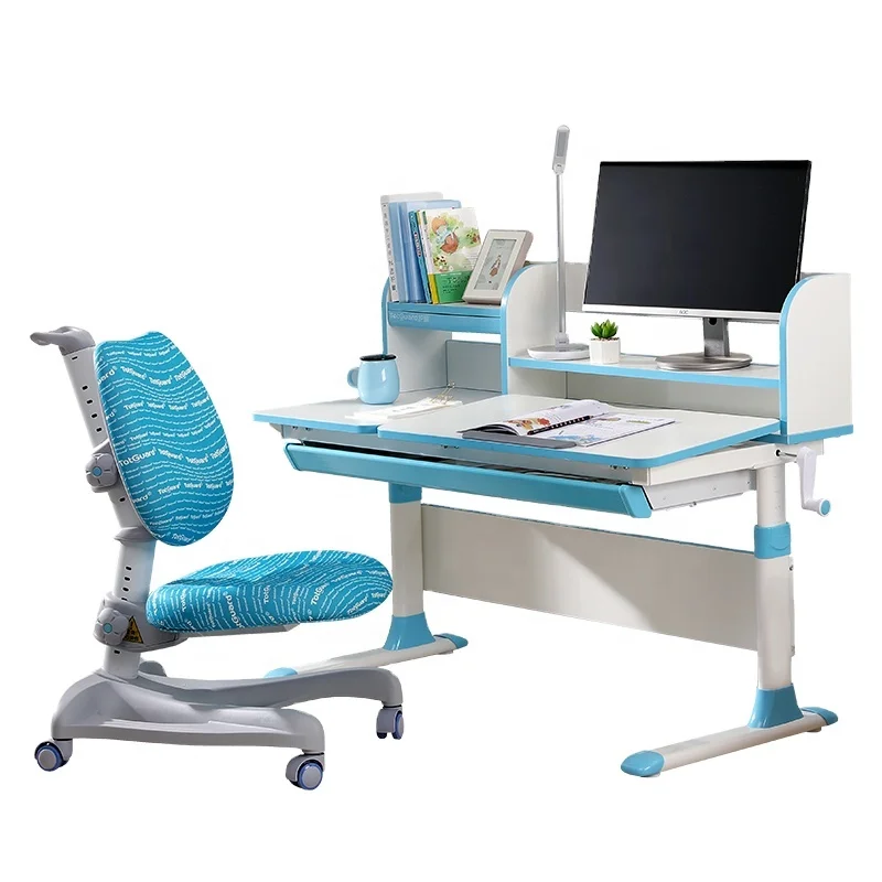 Best Sale Ergonomic Study Chair and Adjustable Study Table Wood Grey Modern Metal Stainless Steel