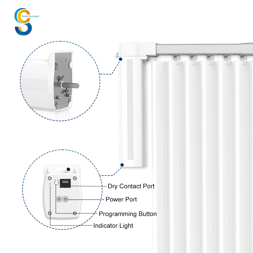 Motorized System 6 M Tuya Wifi Smart Home Blind Chain 100-240v Round Dc Super Silent Foshan Curtain Motor