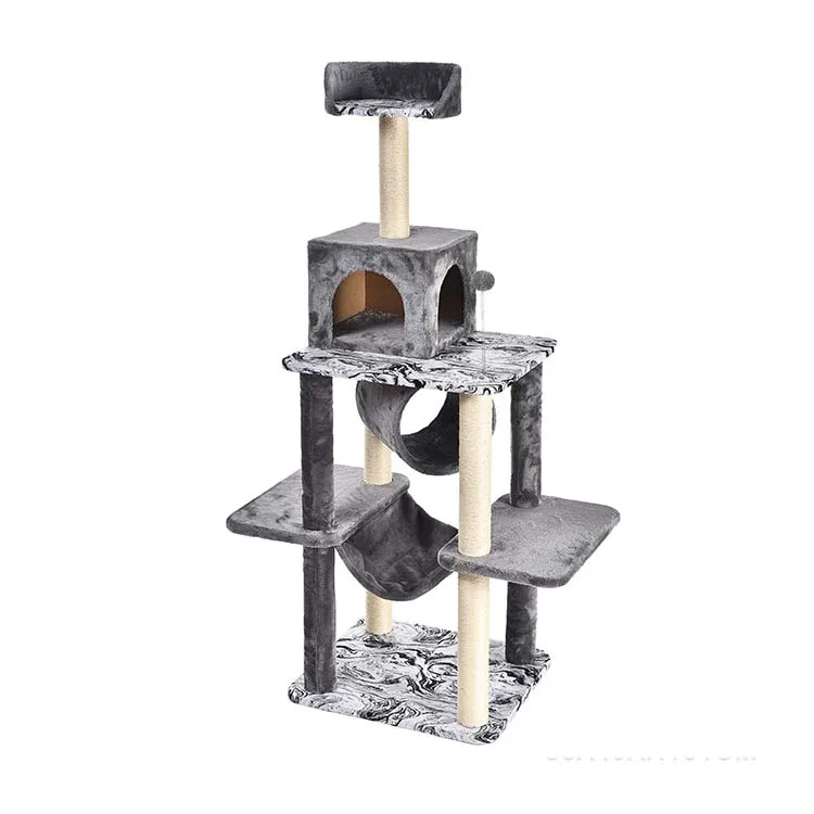 Multi-Level Cat Scratching Furniture Short Plush Cover Cat Climbing Tree