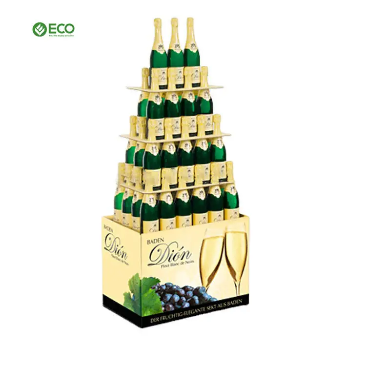 custom product paper retail floor beer wine water bottle rack cardboard display stand cardboard display