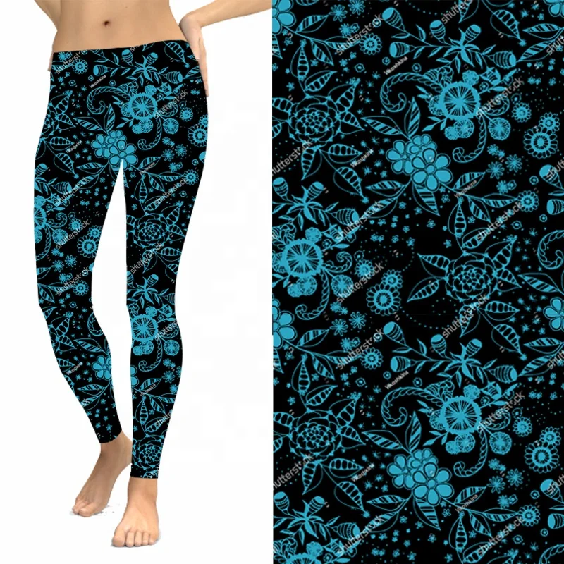 Elastic Style Women Stretchy Slim Skinny Flower Printed Buttery Soft Leggings
