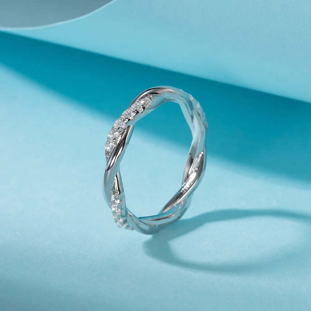 Fine Jewelry Silver Simple Finger Rings 925 Sterling Silver Women Bridal Jewelry Cubic Zircon Wedding Modern Promise Rings