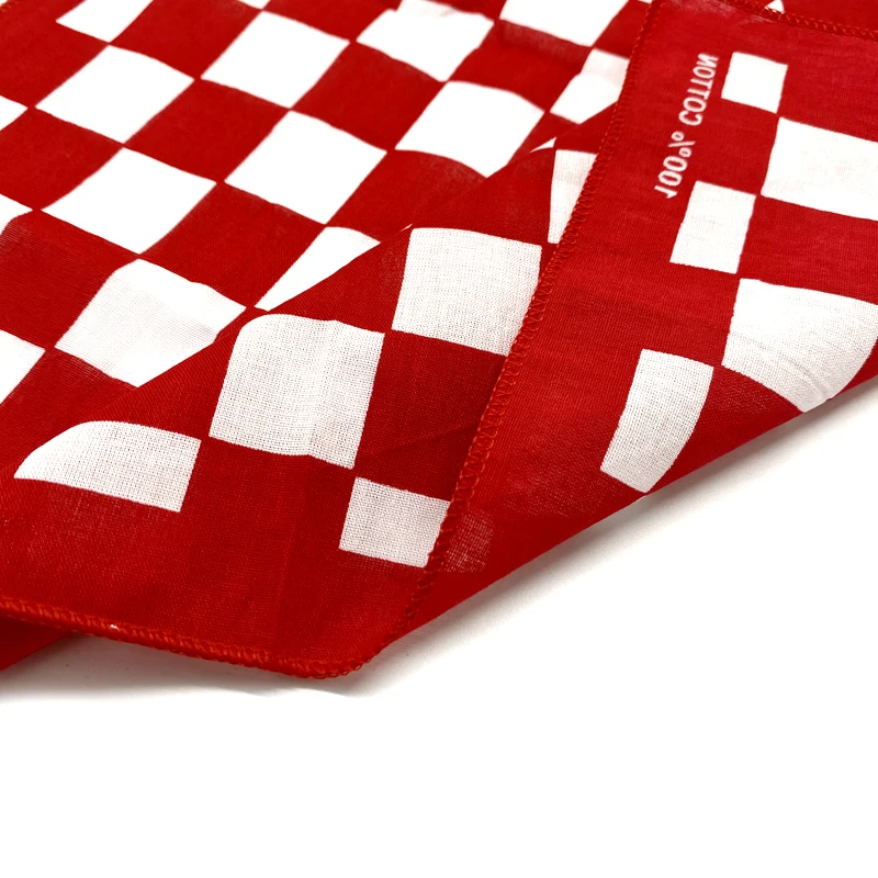 Factory Square cotton bandana digital printing red and white checkered cotton  men square cotton big bandana for sa