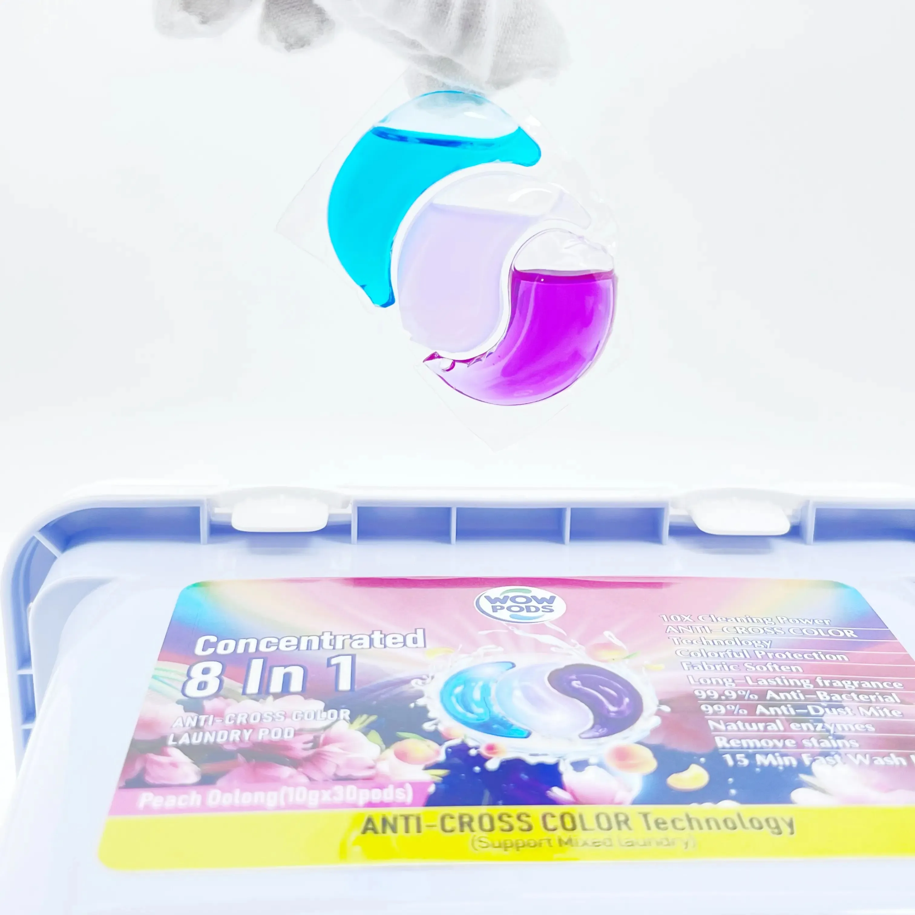 Sukgarden 3 In 1 3d Dazzling Color Protection Fragrance 10g*50 8x Clean Removing Bacteria And Mites Laundry Detergent Pods Box