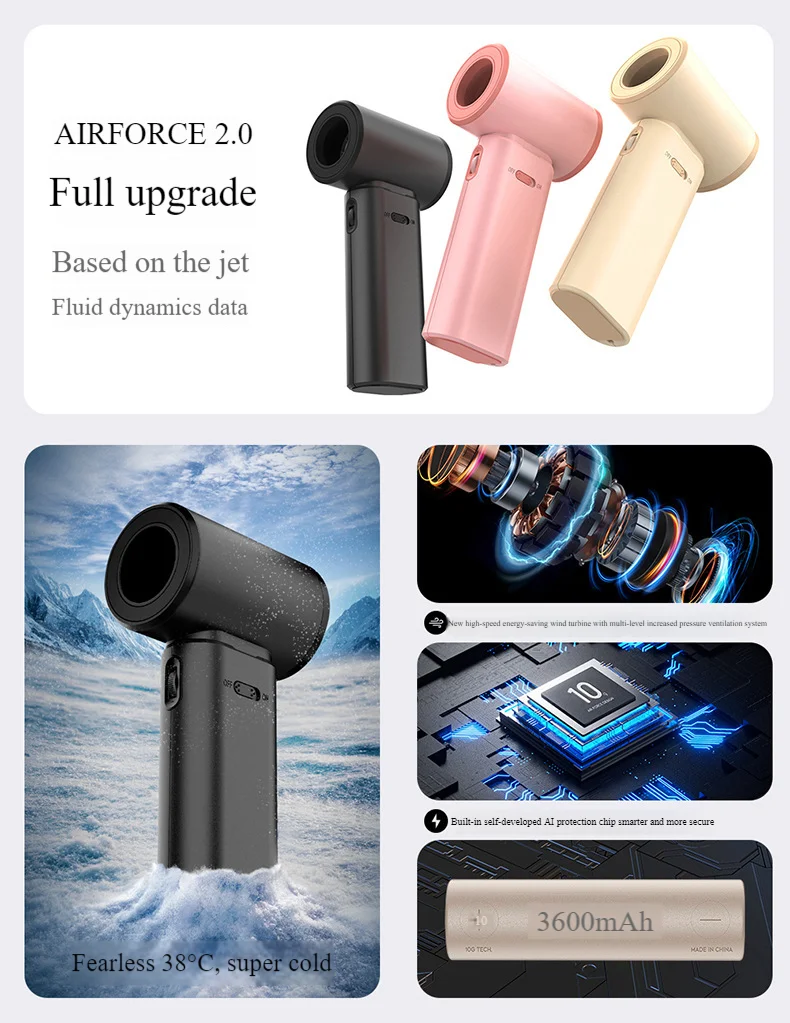 Personal Battery TYPE-C Mini Fan Small Handheld Portable Turbo Fan for Travel Camping Outdoor
