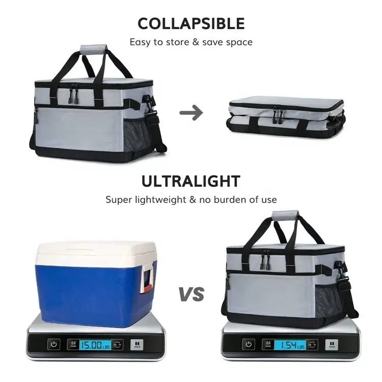 High Quality Cooler Bag Insulated Dual Compartment Lunch Bag With Soft Leakproof Liner And Reusable Aluminium Foil