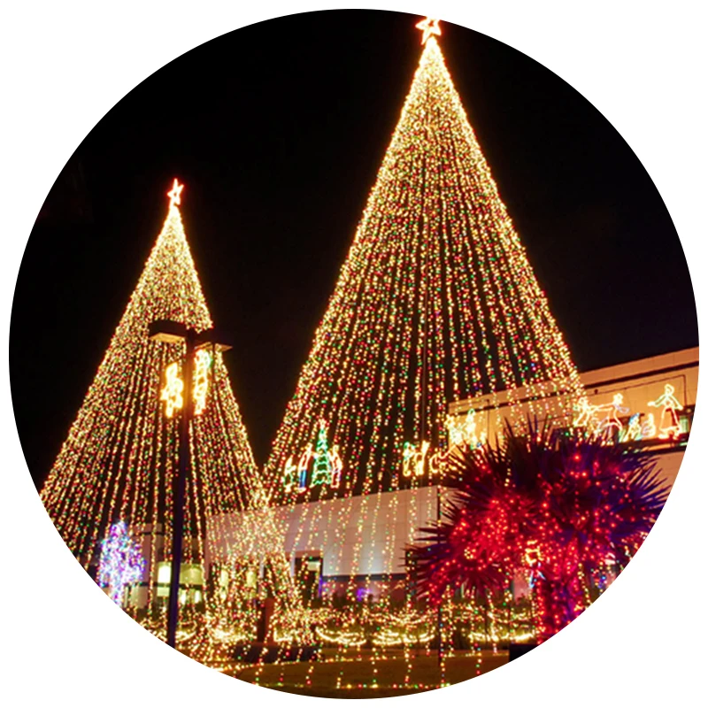 Smart Pixel Light RGB LED String Light 100L Rubber Cable Capsule Bulb IP 66 Chain Light for Commercial Outdoor Application