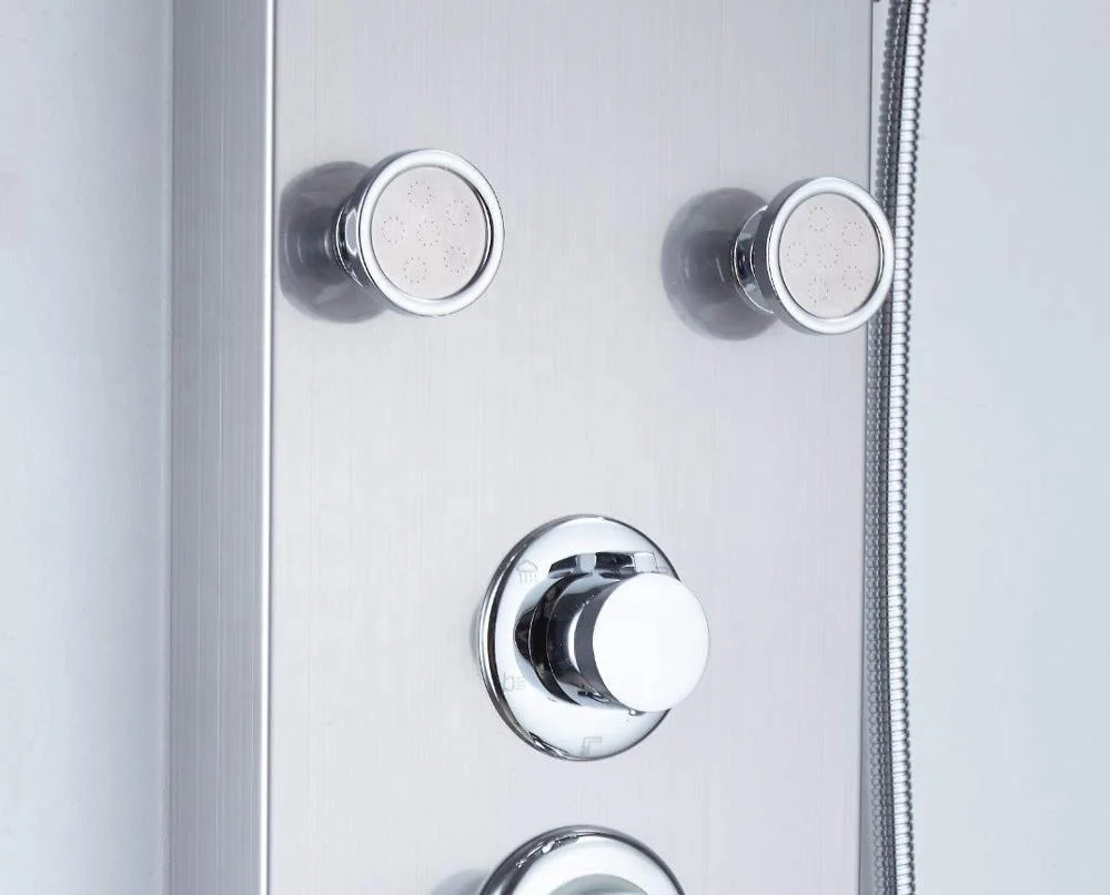 
Hot Sale 304 Stainless Steel Shower System Wall Mount Bathroom Waterfall Rainfall Overhead Shower Panel With Adjustable Shower J 