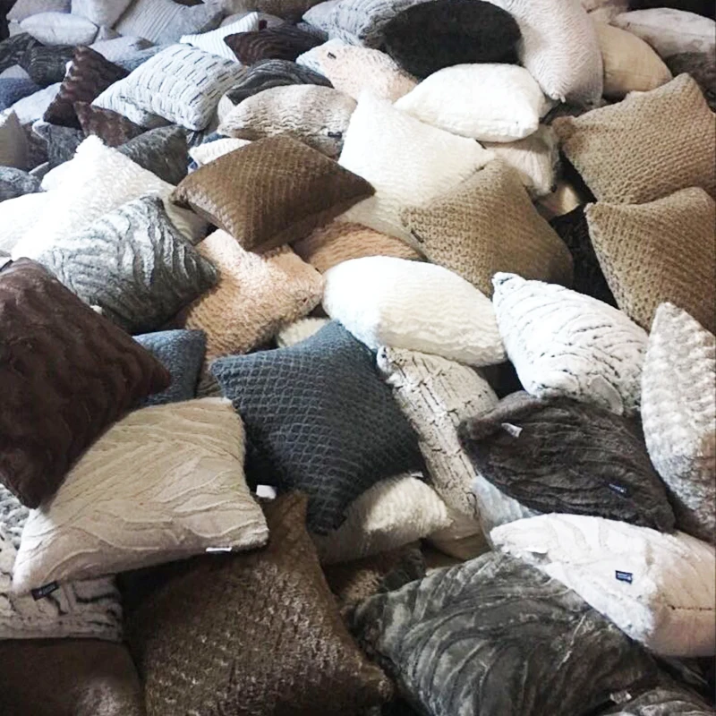 Stock Mixed Solid Color Sofa Bedroom Pillow Cover Plush Velvet Office Home Pillow Case Cushion cover