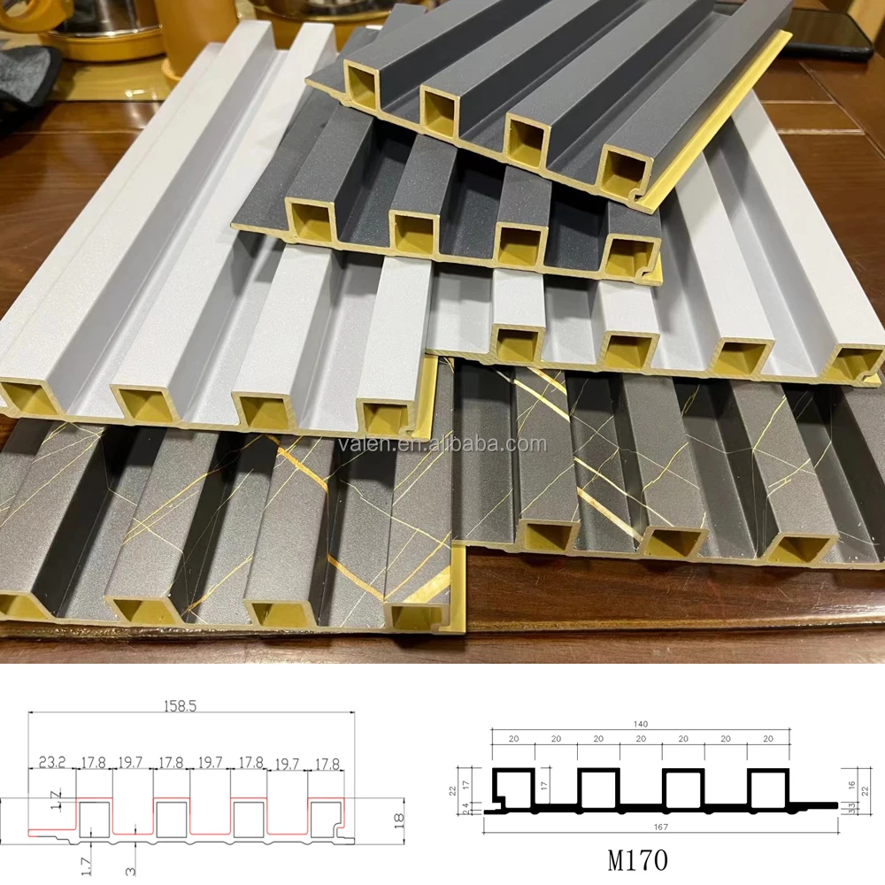 Easy Install Waterproof Price PVC Cladding WPC Marble Wood Shimmer Color Decorative Wall Panels Wall Interior Fluted Wall Panel