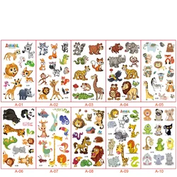 New Design Kids Temporary Hot Sale Wholesale Cute Cartoon Art Animals Waterproof Body Tattoo Sticker