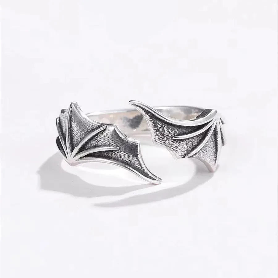 Hot Sale Silver Color Wing Adjustable Rings Couple Adjustable Rings Angel Demon Wing Couples Rings for Women Men
